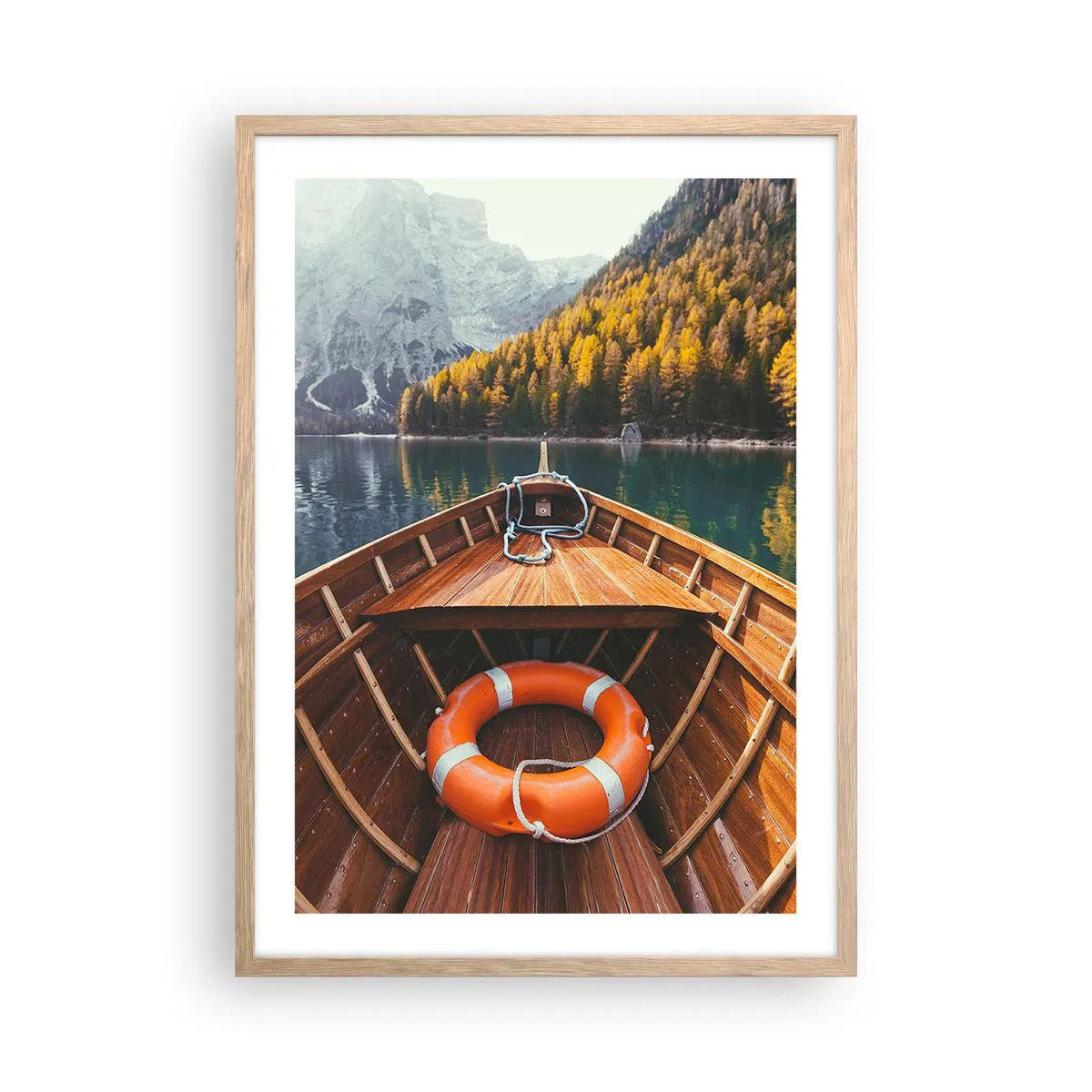 Poster in einem Rahmen aus heller Eiche - Bergreise - 50x70 cm