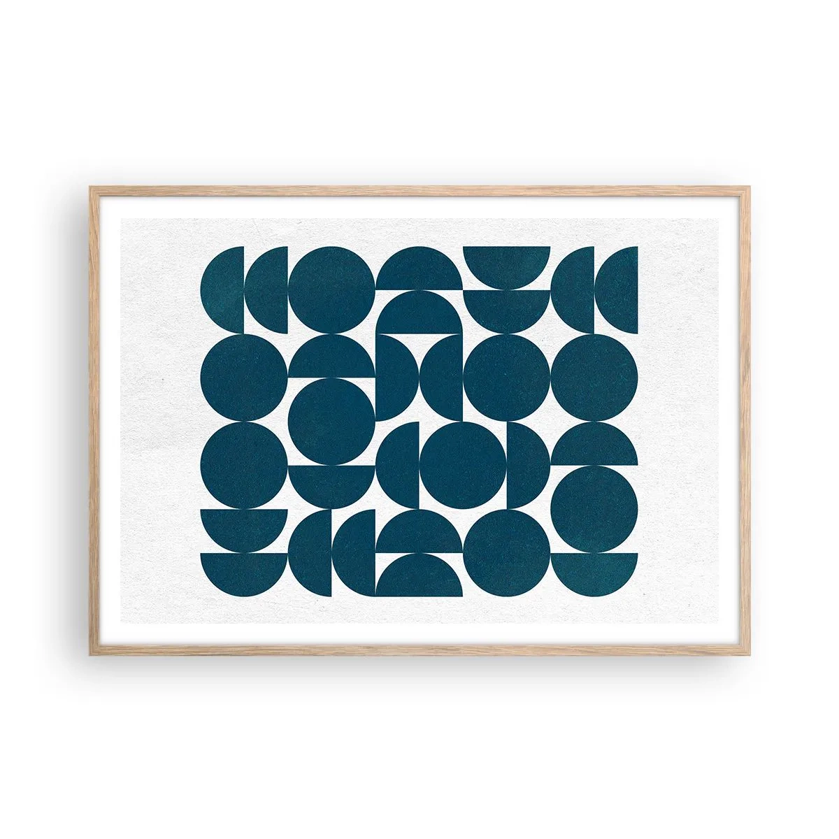 Poster in einem Rahmen aus heller Eiche - Kreise und Halbkreise - 100x70 cm