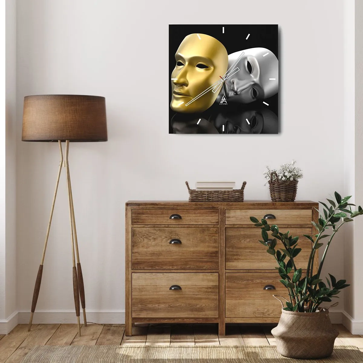 Wanduhr - Glasuhr - Das Leben ist wie ein Theater - 40x40 cm