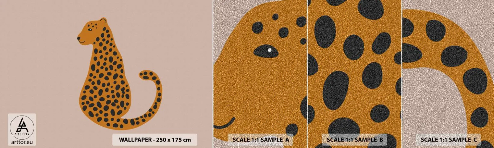 Fototapeten Muster Premium Sand - Leopardenmuster ist ein modisches Muster - Für Kinder, Panther, Tiere - 100x30 cm