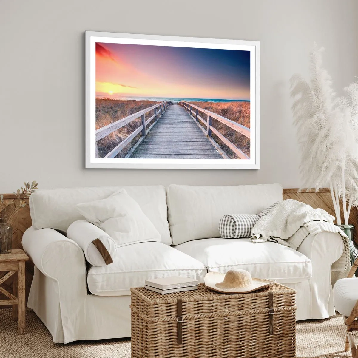 Poster in einem weißen Rahmen - Baltische Abend-Aurora - 70x50 cm