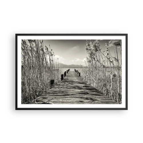 Poster in einem schwarzem Rahmen - In der Stille des Grases - 91x61 cm