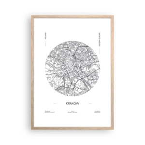 Poster in einem Rahmen aus heller Eiche - Anatomie von Krakau - 50x70 cm