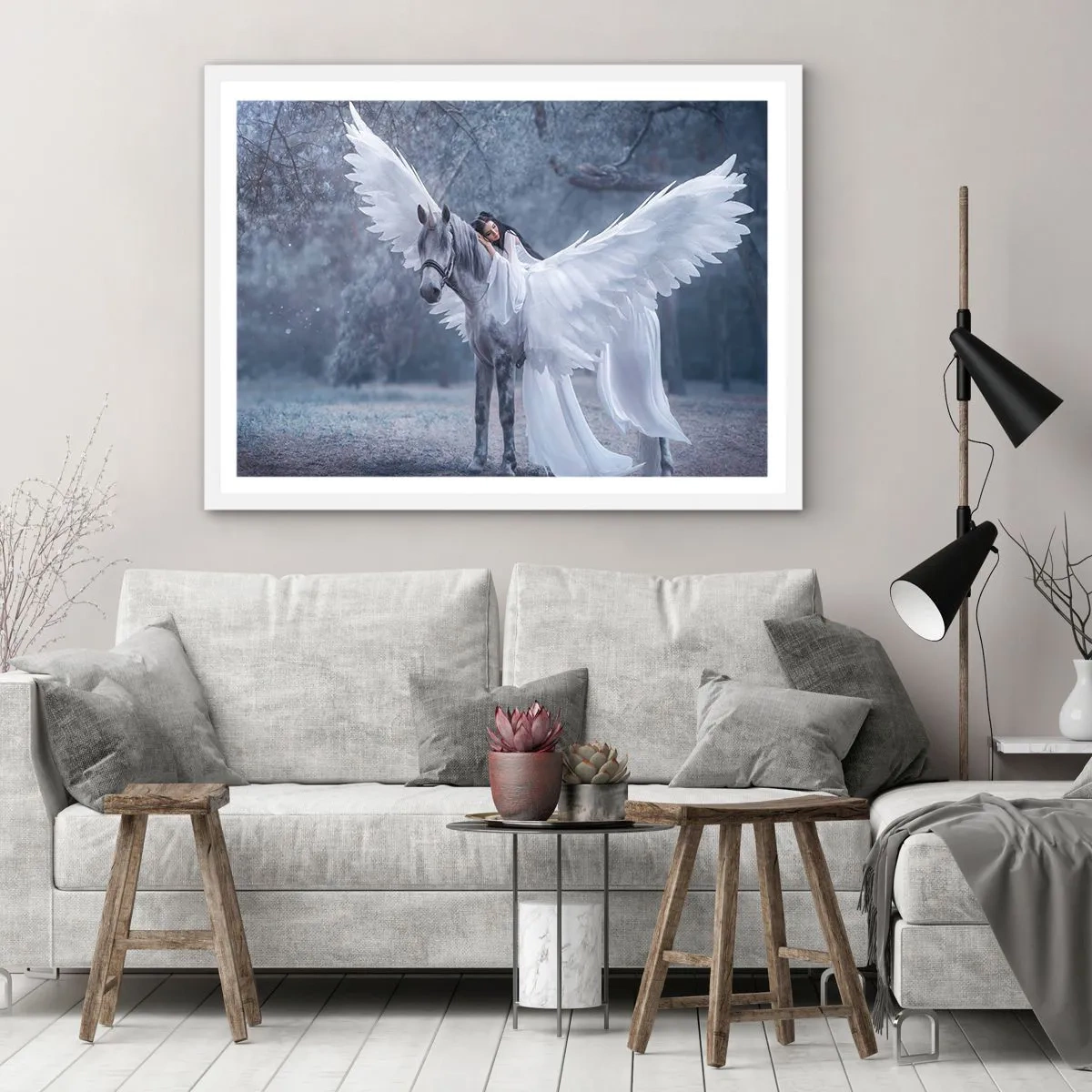 Poster in einem weißen Rahmen - Ein inspirierter Moment - 70x50 cm