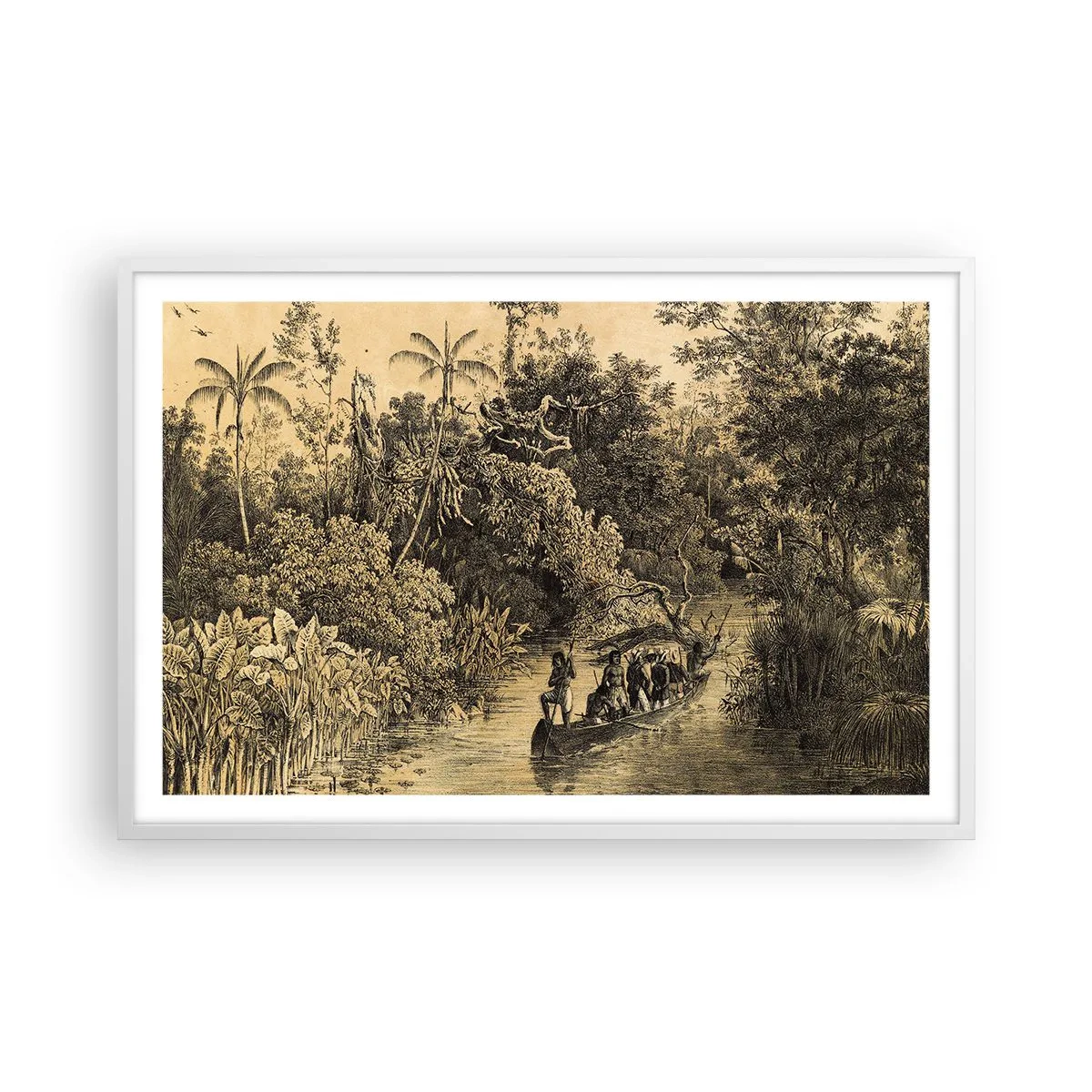 Poster in einem weißen Rahmen - Expedition zur Quelle - 91x61 cm