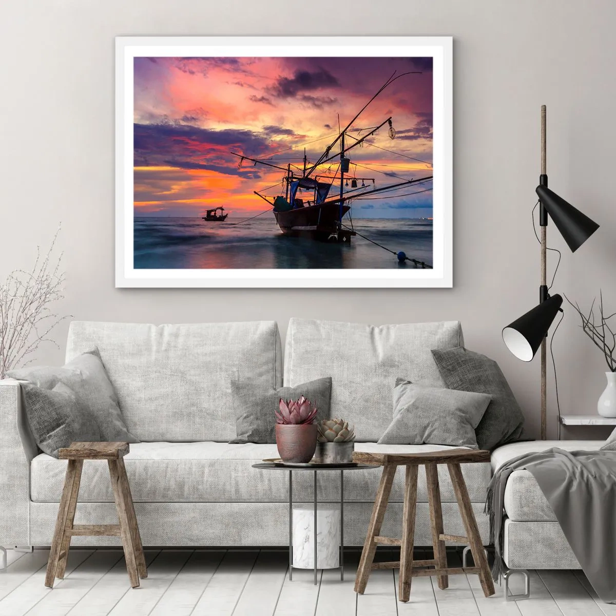 Poster in einem weißen Rahmen - Exotischer Abend - 100x70 cm