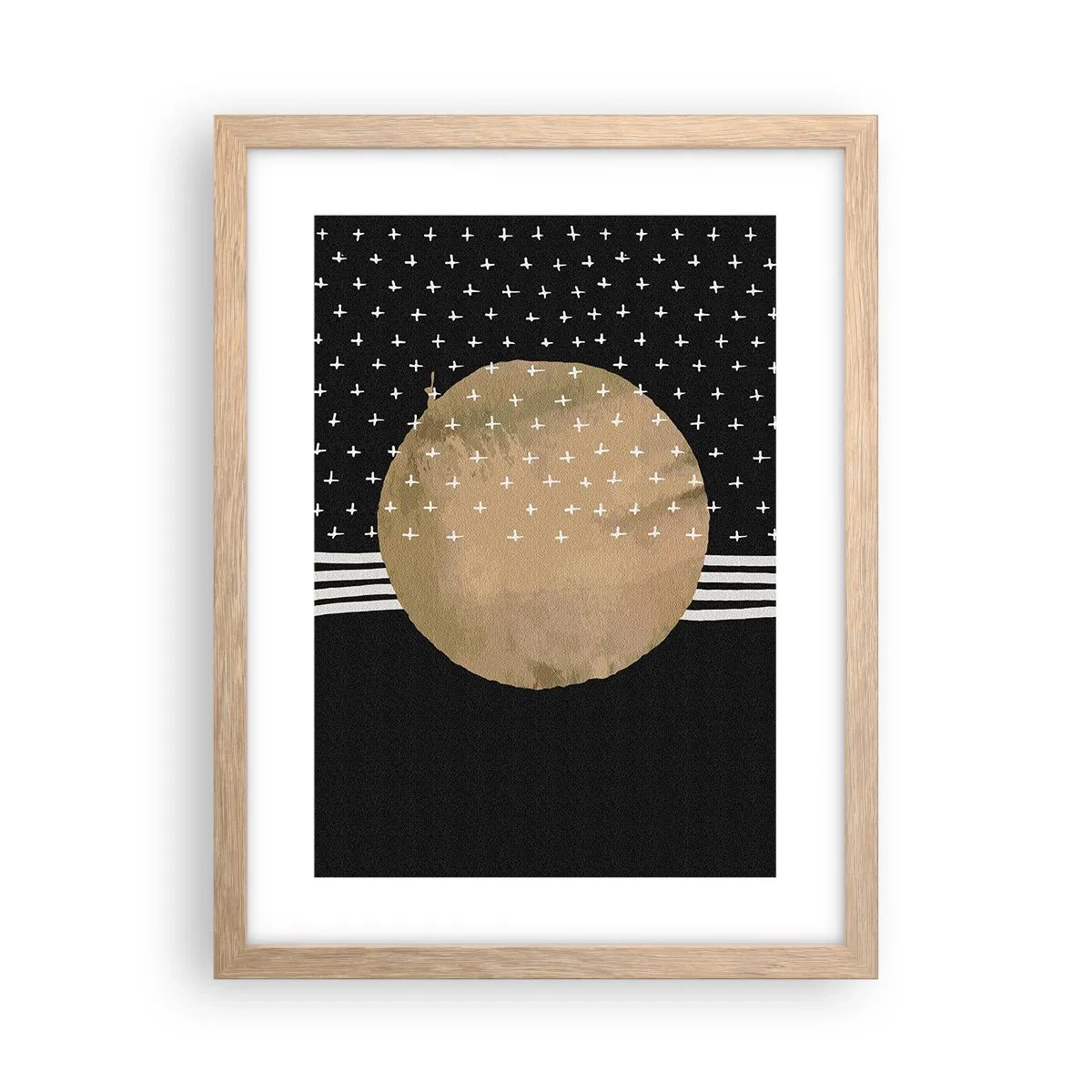Poster in einem Rahmen aus heller Eiche - Komposition: Galaxienflagge - 30x40 cm