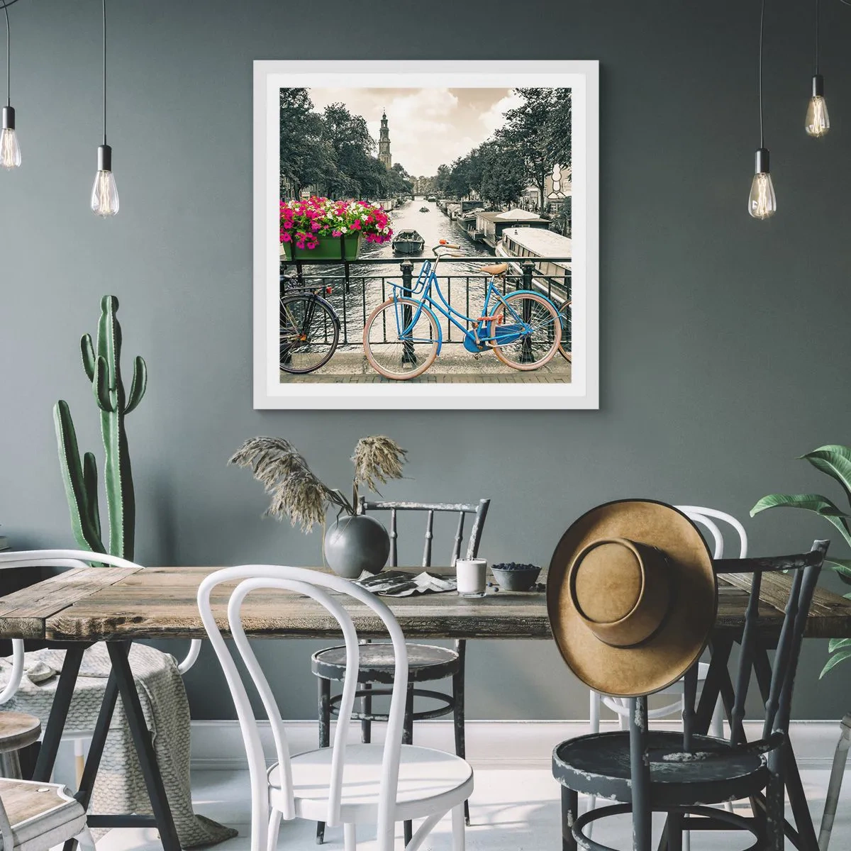 Poster in einem weißen Rahmen - Die Farben der Amsterdamer Straße - 30x30 cm