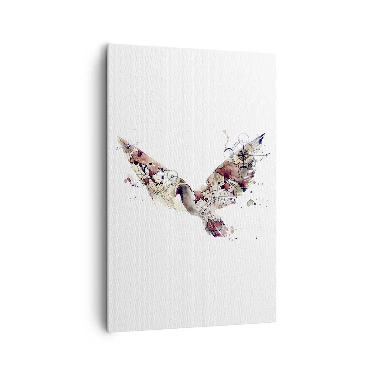 Bild auf Leinwand - Leinwandbild - Künstlerische Vogelsilhouette mit geometrischen Mustern - 80x120cm - Ein Overhead-Wanderer - Moderne Wanddekoration für Wohnzimmer und Schlafzimmer ARTTOR