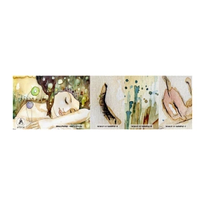 Fototapeten Muster Premium Canvas - Ein smaragd-violetter Traum - Abstraktion, Frau, Illustration - 100x30 cm