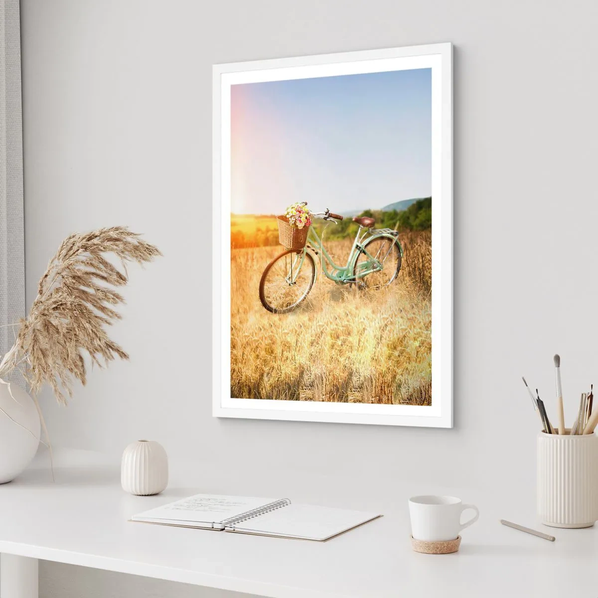 Poster in einem weißen Rahmen - Ich bleibe eine Weile hier - 70x100 cm