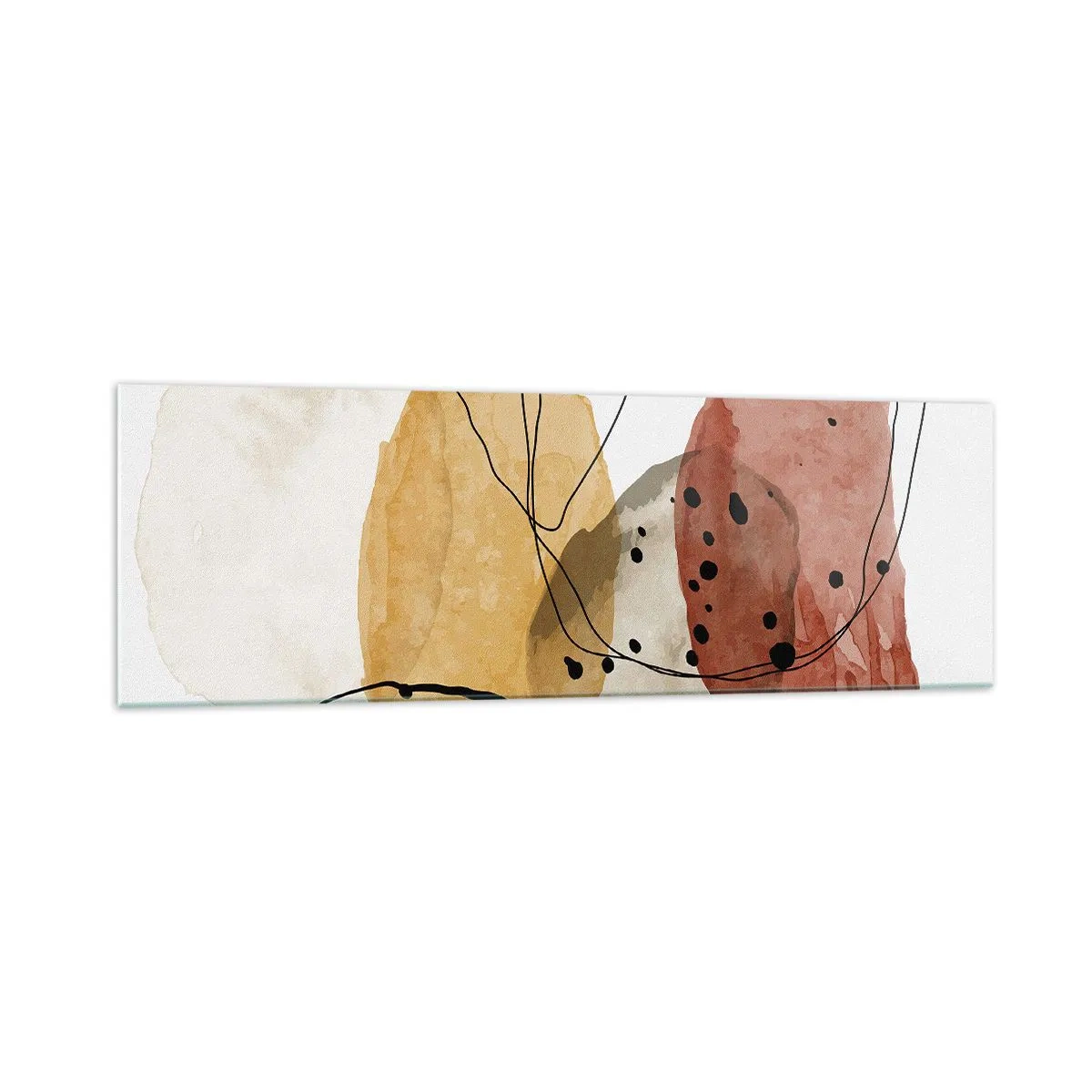 Glasbild - Bild auf glas - Abstrakte Flecken in Beige-, Gelb- und Rottönen - 160x50cm - Wie leichte, transparente Luft - Moderne Wanddekoration für Wohnzimmer und Schlafzimmer ARTTOR