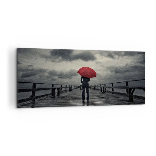 Bild auf Leinwand - Leinwandbild - Es ist egal, dass es regnet - 100x40 cm