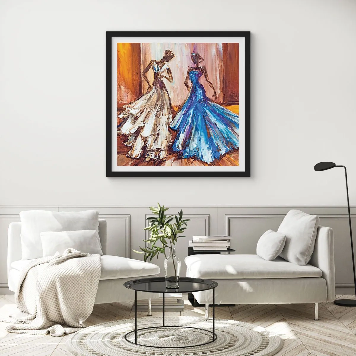 Poster in einem schwarzem Rahmen - Ein dankbares Duo - 60x60 cm