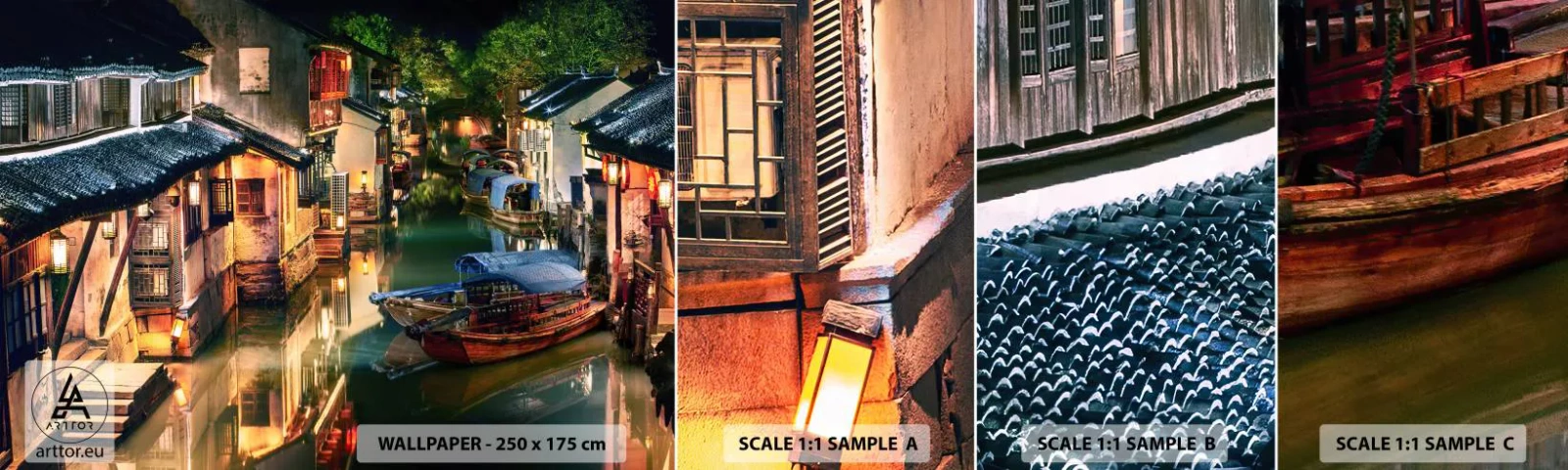 Fototapetenmuster Standard Eco - Ein Abend auf einer chinesischen Straße - Landschaft, Stadt, Asien - 100x30 cm