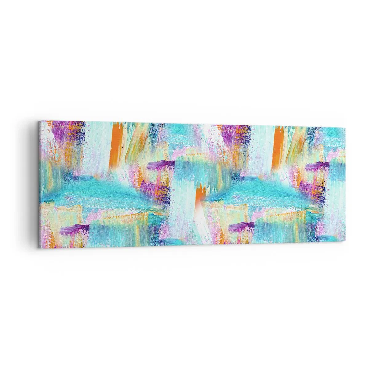 Bild auf Leinwand - Leinwandbild - Farbenfrohe Abstraktion mit dynamischen Pinselstrichen - 140x50cm - Fröhlicher Labyrinth-Liner - Moderne Wanddekoration für Wohnzimmer und Schlafzimmer ARTTOR