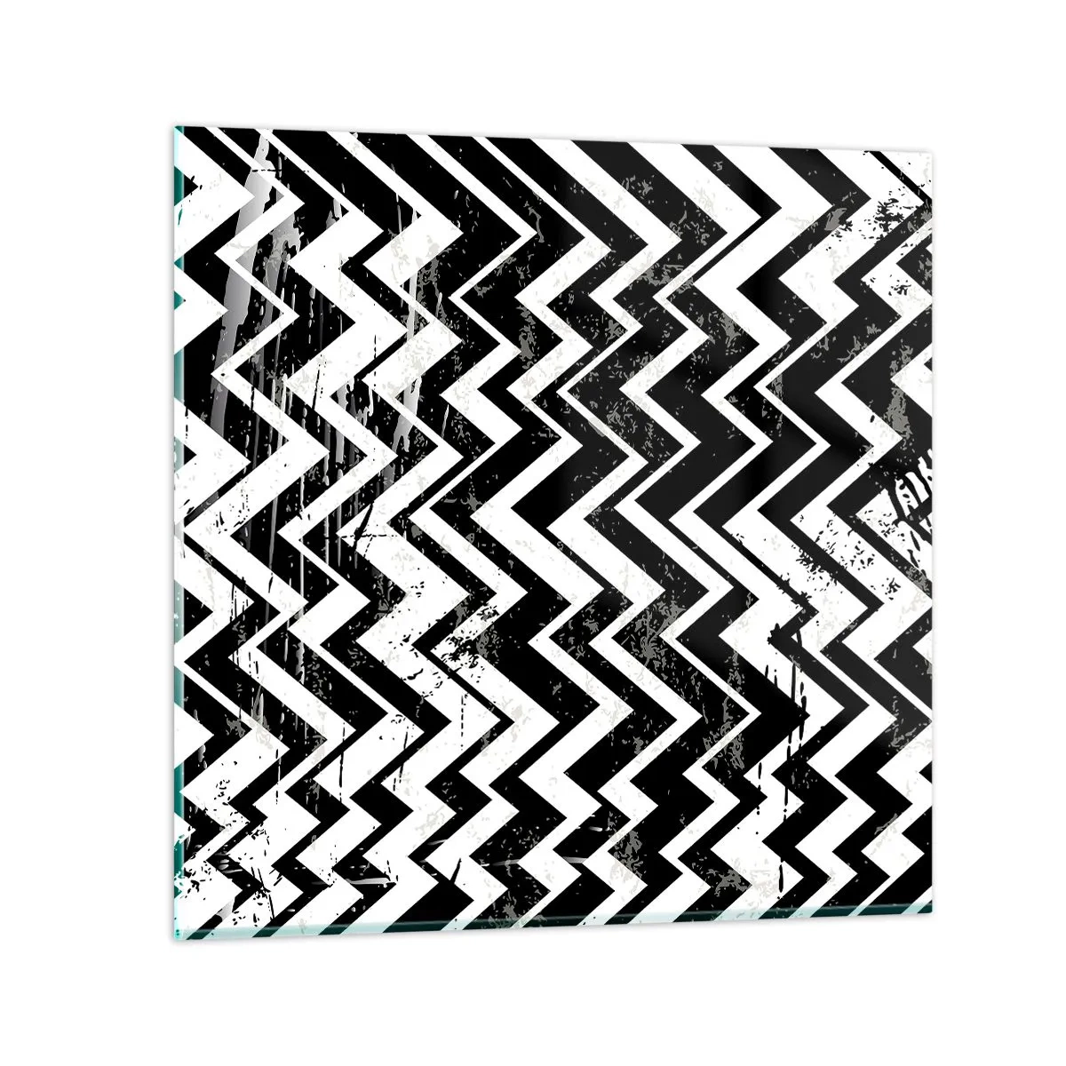 Glasbild - Bild auf glas - Zick-weiß, Zack-schwarz - 30x30 cm