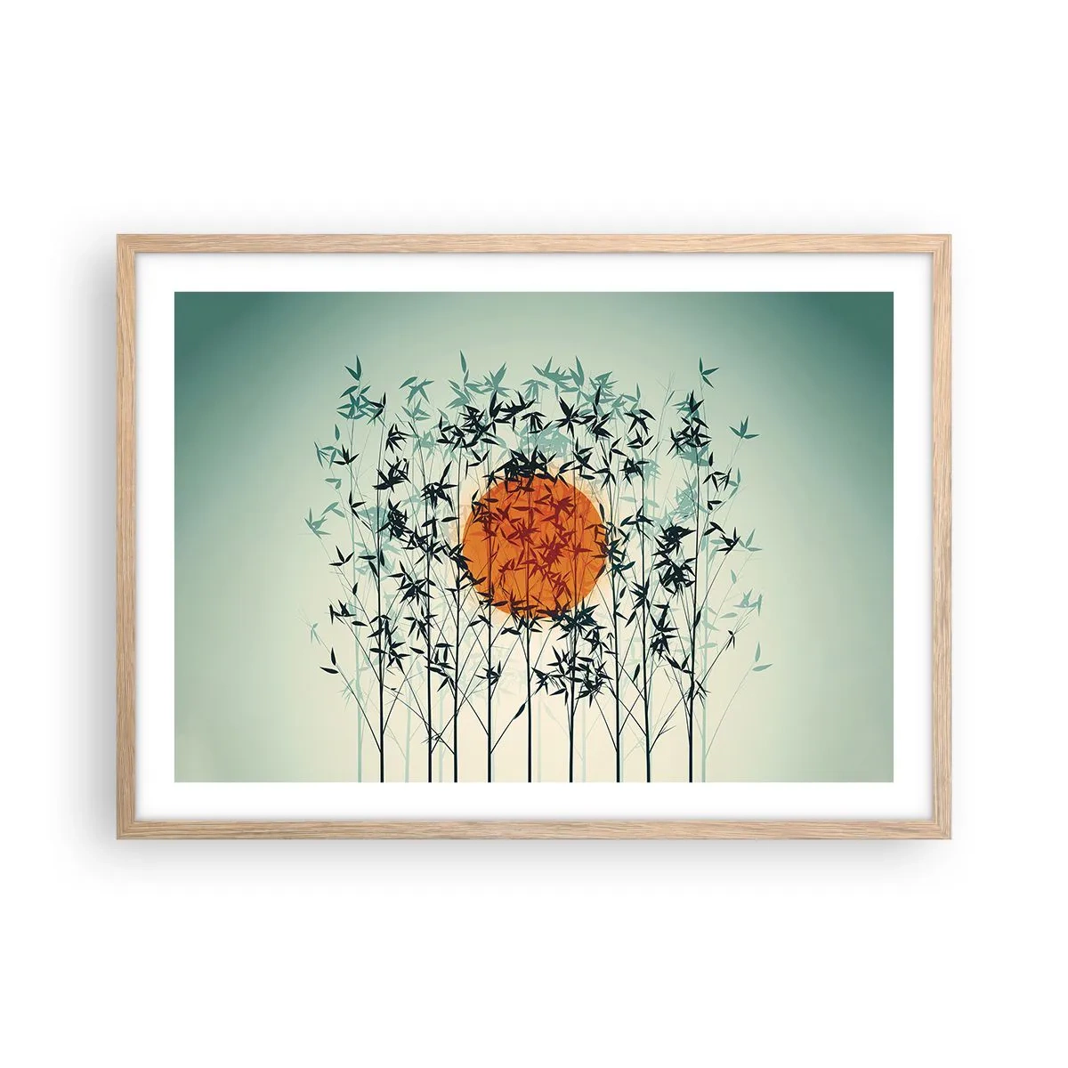 Poster in einem Rahmen aus heller Eiche - Japanische Sonne - 70x50 cm
