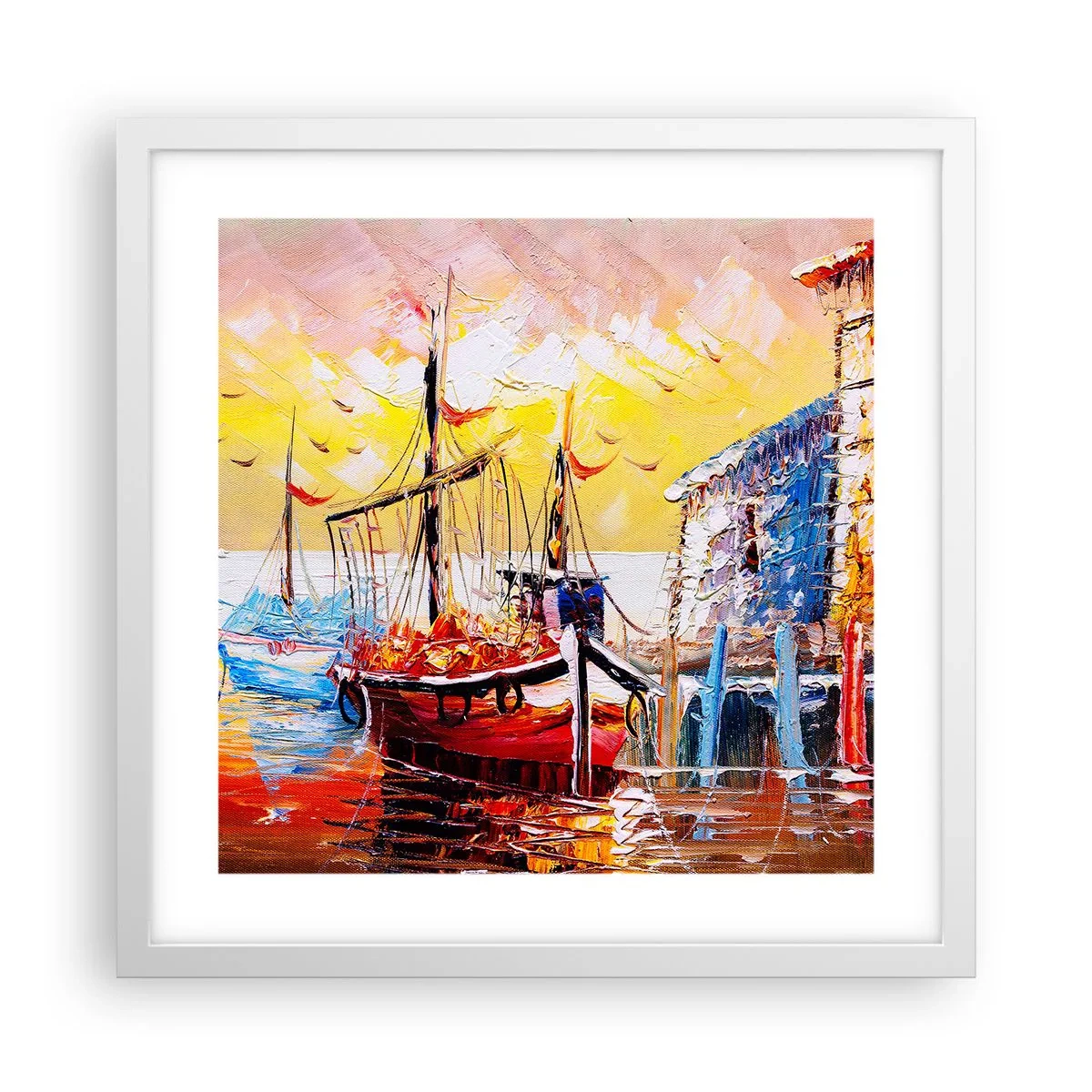 Poster in einem weißen Rahmen - Glückliche Rückkehr - 40x40 cm