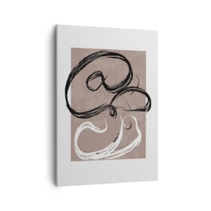 Bild auf Leinwand - Leinwandbild - Schwarz-weiße Abstraktion auf beigem Hintergrund - 50x70cm - Komposition – die Suche nach Fülle - Moderne Wanddekoration für Wohnzimmer und Schlafzimmer ARTTOR