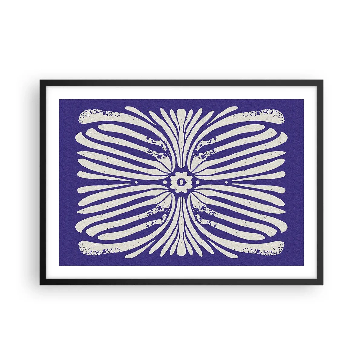 Poster in einem schwarzem Rahmen - Ethno-Muster in Lila- und Weißtönen - 70x50cm - Ethnische Inspirationen - Moderne Wanddekoration für Wohnzimmer und Schlafzimmer ARTTOR