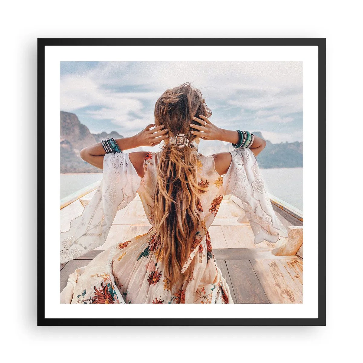 Poster in einem schwarzem Rahmen - Auf dem Weg zum Glück - 60x60 cm