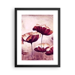 Poster in einem schwarzem Rahmen - Rotes und weißes Blütenblatt - 30x40 cm