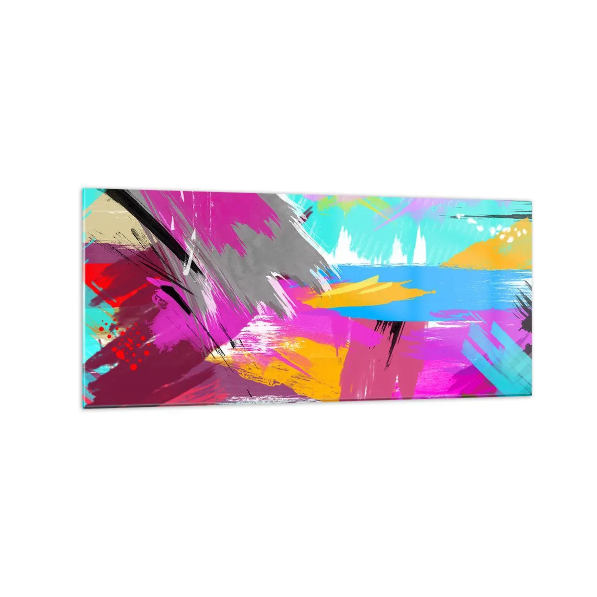 Glasbild - Bild auf glas - Dynamische Abstraktion in intensiven Farben - 120x50cm - Und nochmal und nochmal und nochmal wieder - Moderne Wanddekoration für Wohnzimmer und Schlafzimmer ARTTOR