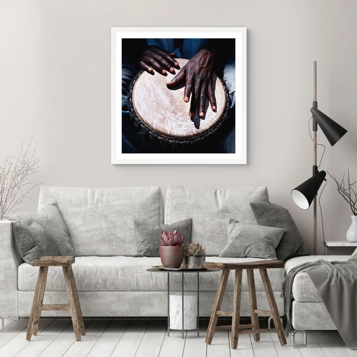 Poster in einem weißen Rahmen - Lebe in deinem eigenen Rhythmus - 60x60 cm