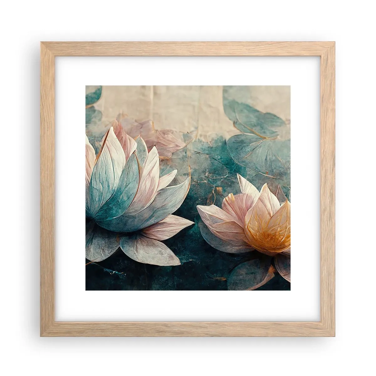 Poster in einem Rahmen aus heller Eiche - Seesterne - 30x30 cm