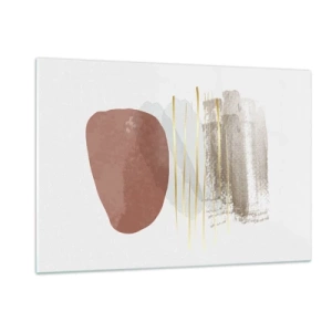 Glasbild - Bild auf glas - Minimalistische Abstraktion mit beigen und braunen Formen - 120x80cm - Abstrakte Kolonnade - Moderne Wanddekoration für Wohnzimmer und Schlafzimmer ARTTOR