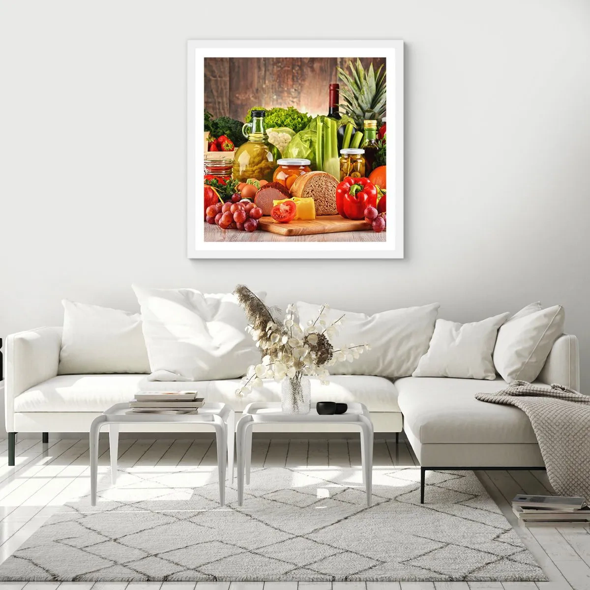Poster in einem weißen Rahmen - Geräuchert, gebacken und eingelegt - 60x60 cm