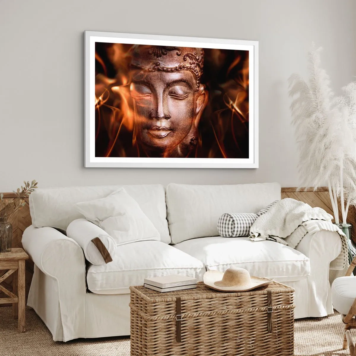 Poster in einem weißen Rahmen - Es existiert nur hier und jetzt - 70x50 cm