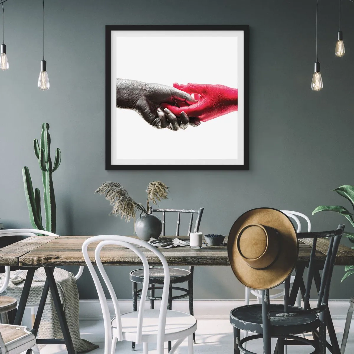 Poster in einem schwarzem Rahmen - Gemeinsam, obwohl anders - 60x60 cm