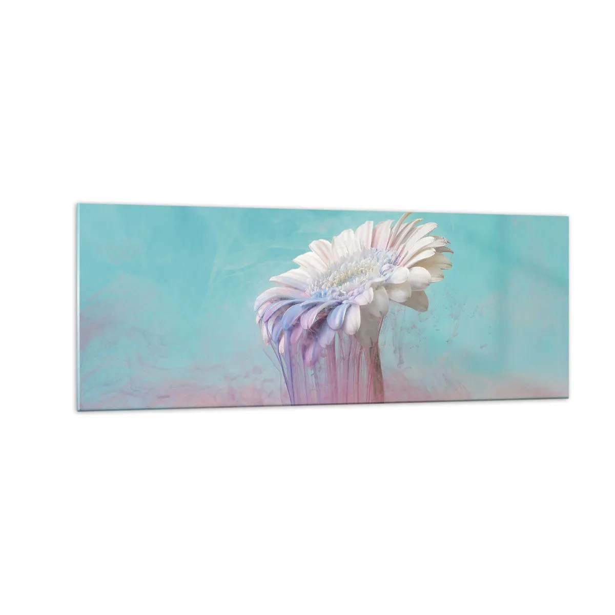 Glasbild - Bild auf glas - Pastellfarbene Gerbera mit Unschärfeeffekt - 140x50cm - Blumenunterwelt - Moderne Wanddekoration für Wohnzimmer und Schlafzimmer ARTTOR