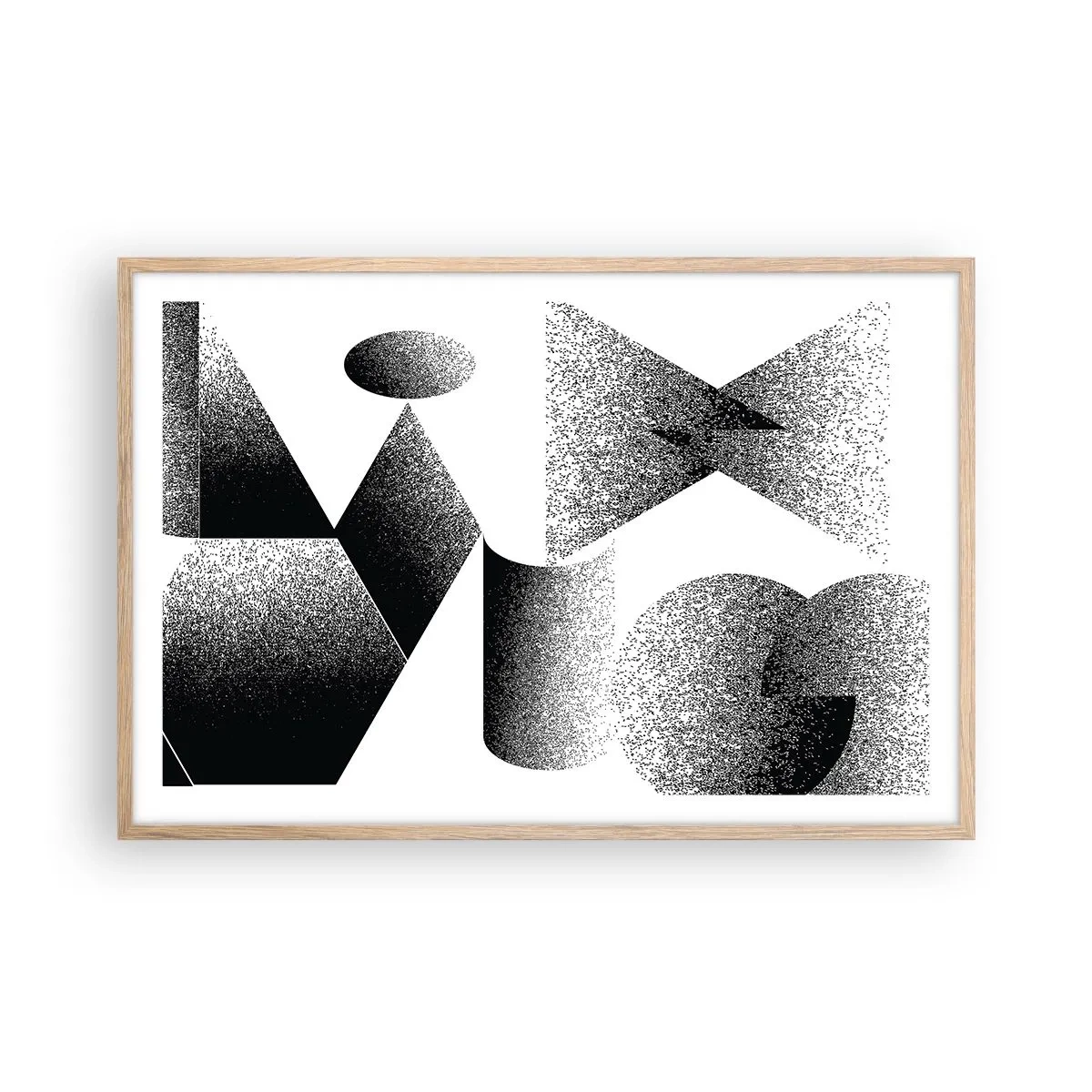 Poster in einem Rahmen aus heller Eiche - Winkel und Ovale - 91x61 cm