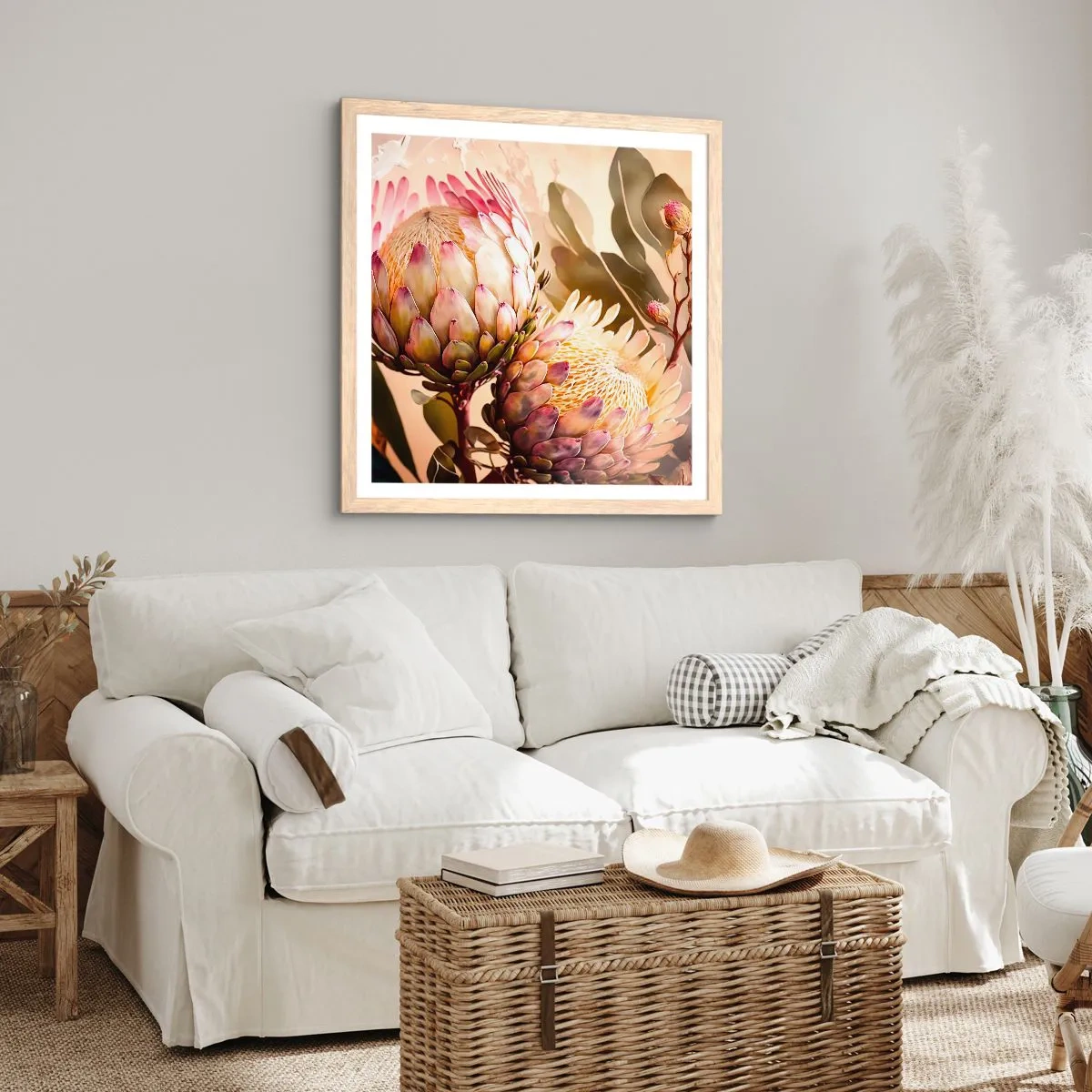 Poster in einem Rahmen aus heller Eiche - Zärtlich umarmt - 40x40 cm