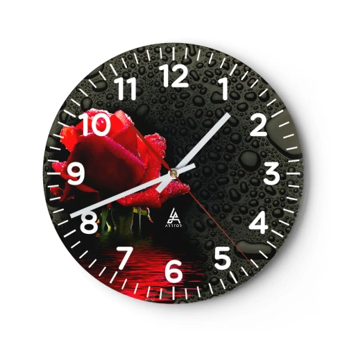 Wanduhr - Glasuhr - rot und Schwarz - 40x40 cm