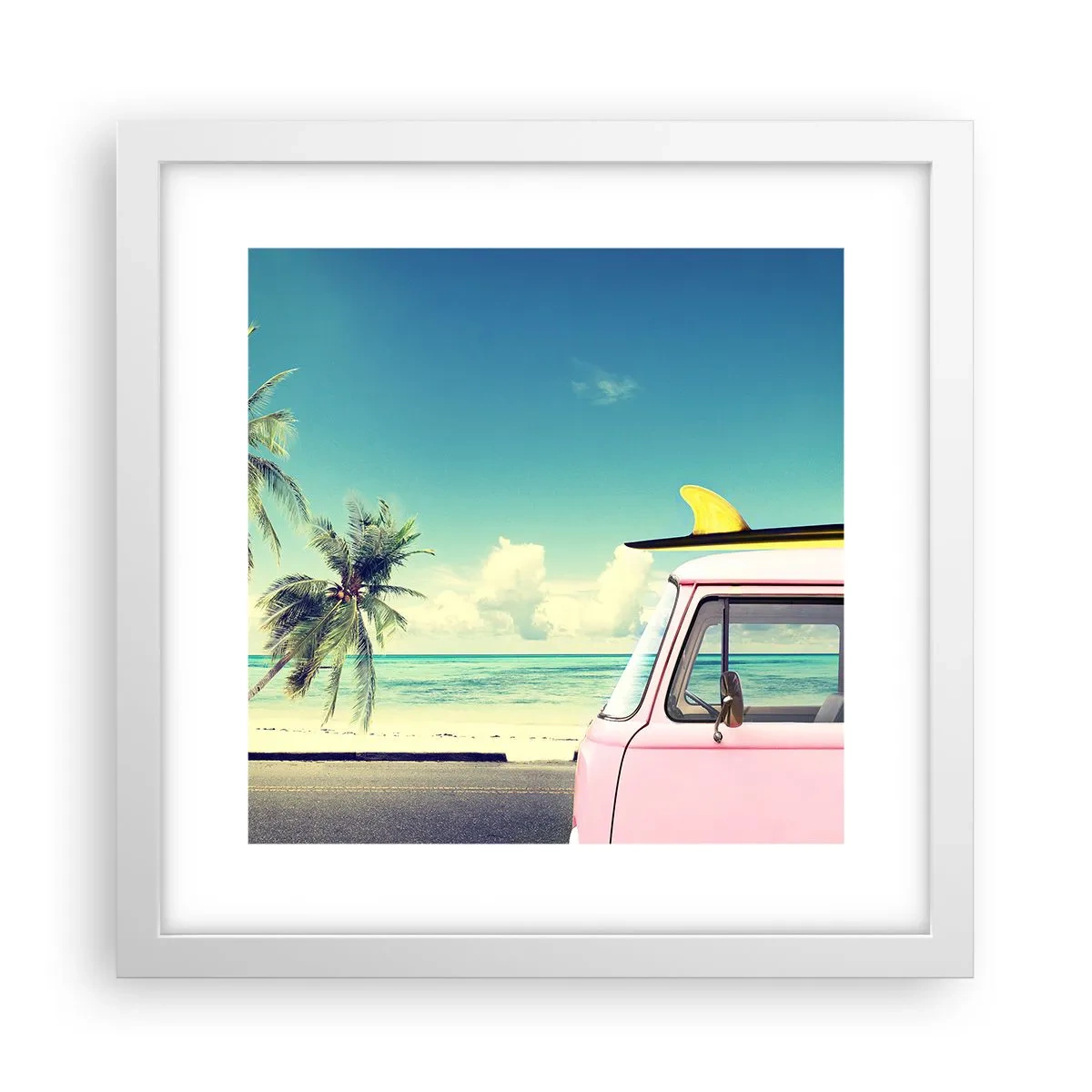 Poster in einem weißen Rahmen - Zeit um in die Ferien zu starten - 30x30 cm