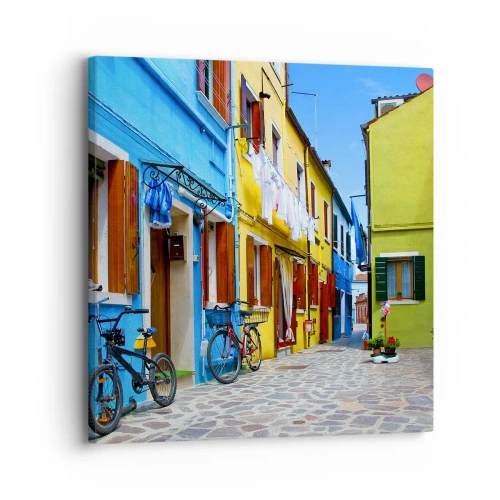 Bild auf Leinwand - Leinwandbild - Pastell, süße Gasse - 30x30 cm