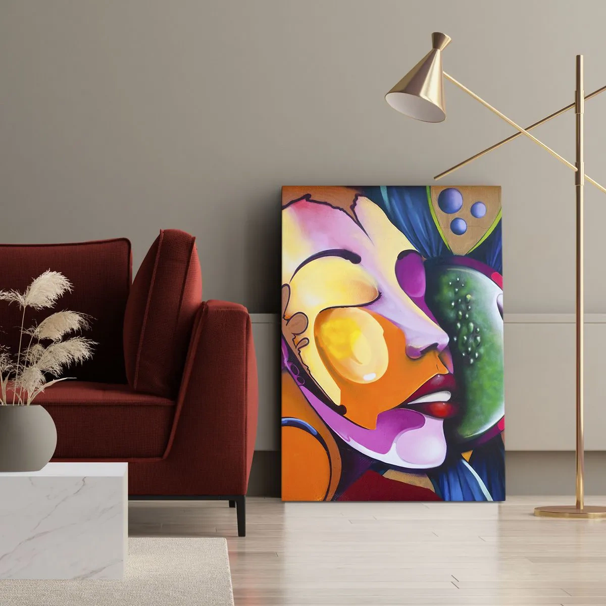 Bild auf Leinwand - Leinwandbild - Mit Farbe berühren - 65x120 cm