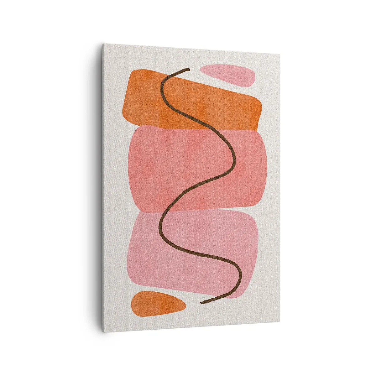 Bild auf Leinwand - Leinwandbild - Abstrakte Formen in Rosa- und Orangetönen - 70x100cm - Sanfte Bewegung der Formen - Moderne Wanddekoration für Wohnzimmer und Schlafzimmer ARTTOR