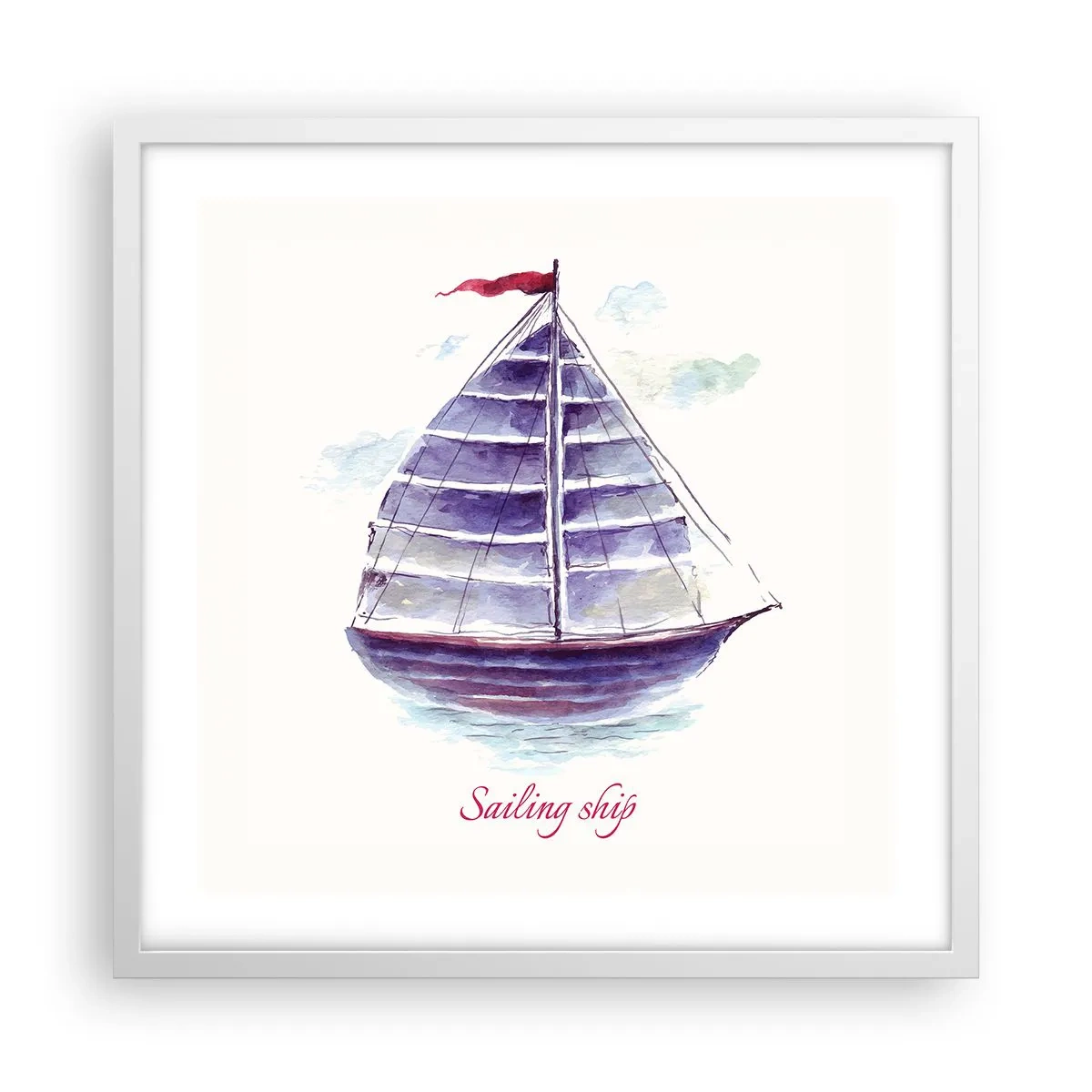 Poster in einem weißen Rahmen - Volle Segel und ruhiges Wasser - 50x50 cm