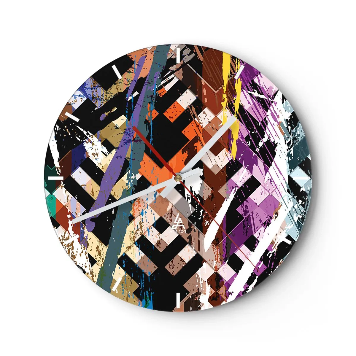 Wanduhr - Glasuhr - Quadriert - 40x40 cm