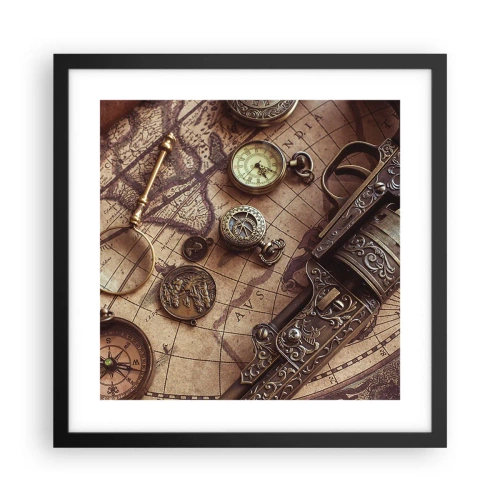 Poster in einem schwarzem Rahmen - Das Abenteuer ruft - 40x40 cm