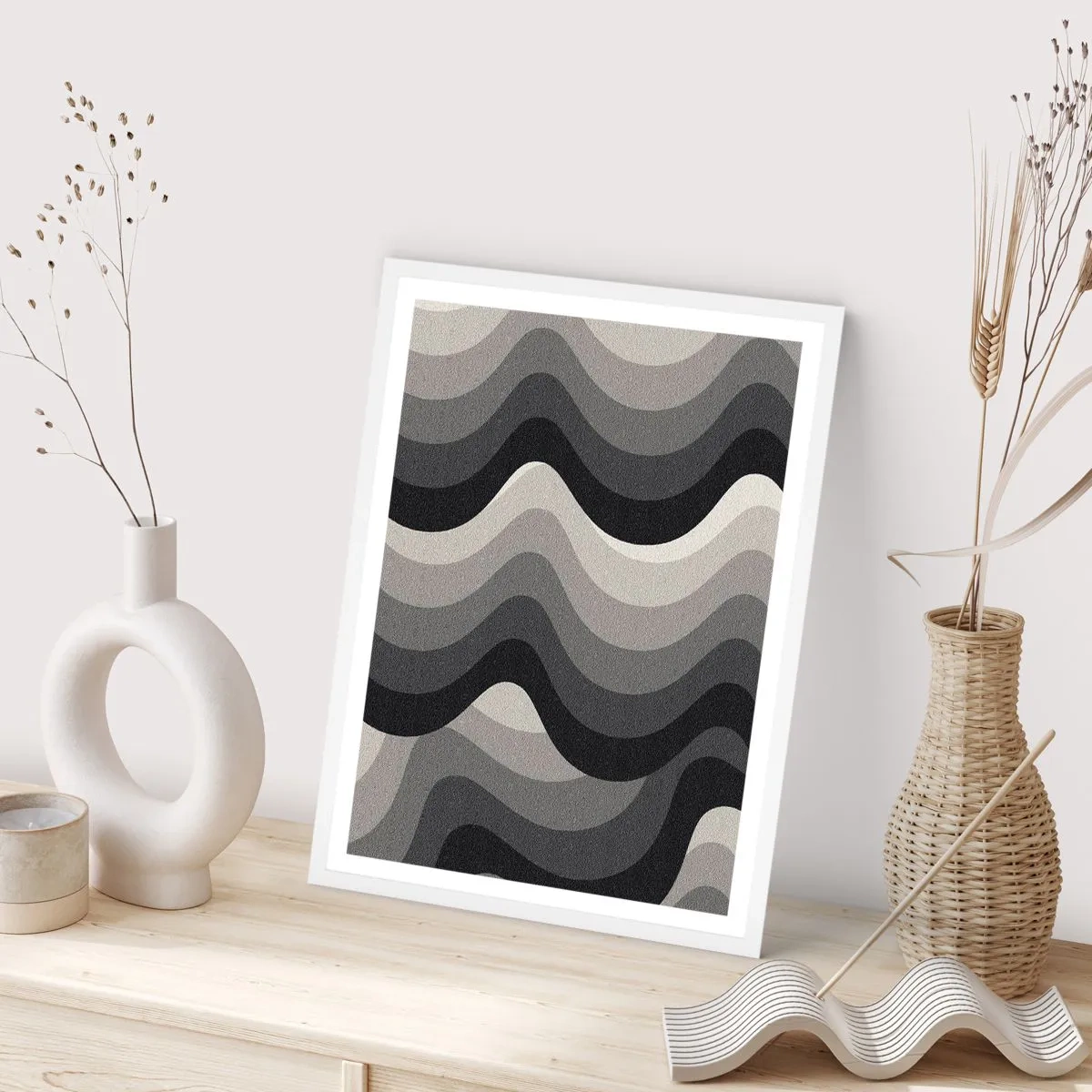 Poster in einem weißen Rahmen - Eine Welle nach der anderen - 30x40 cm
