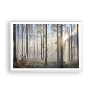 Poster in einem weißen Rahmen - Der Nebel ist auch aufgewacht - 100x70 cm