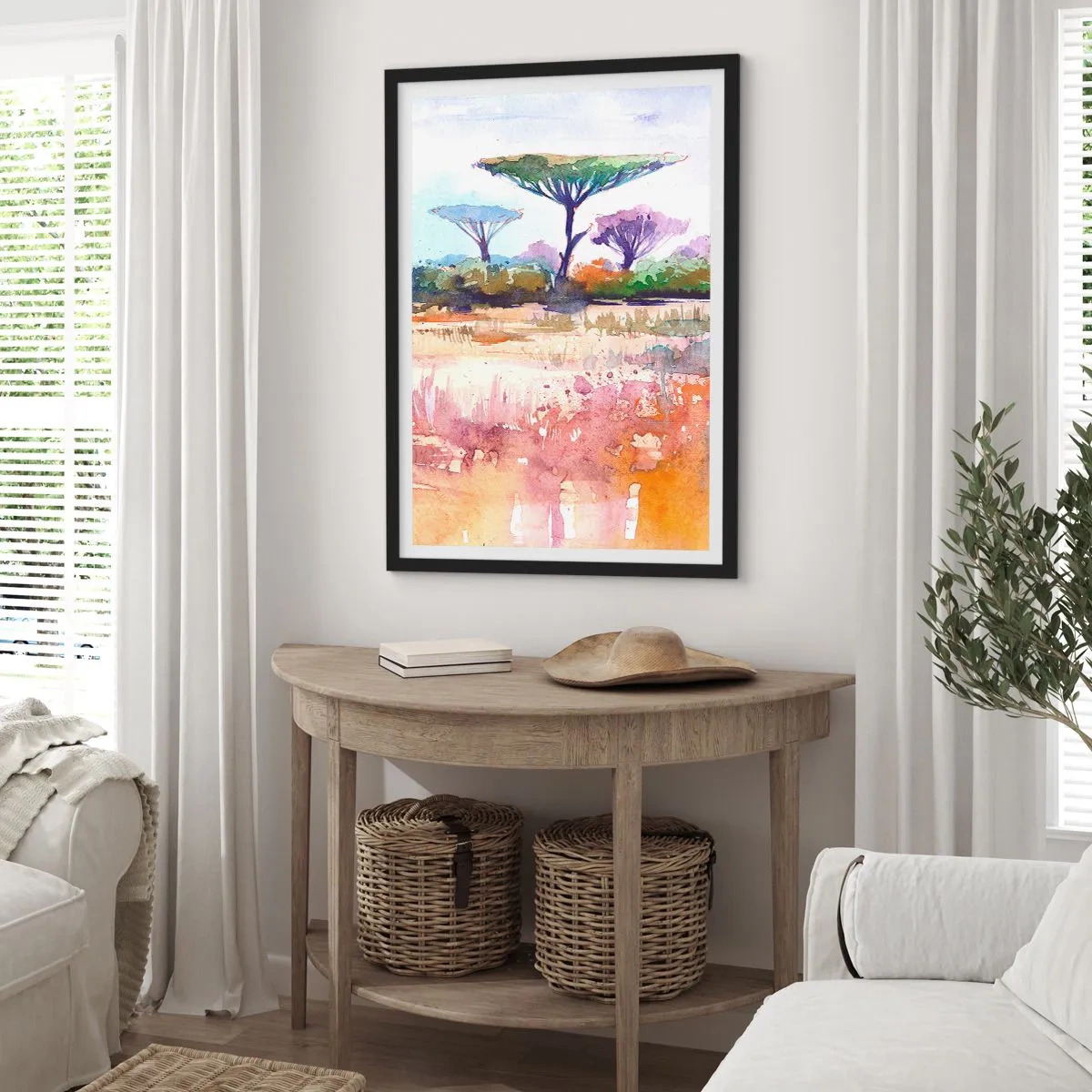 Poster in einem schwarzem Rahmen - Savannah-Farben - 70x100 cm