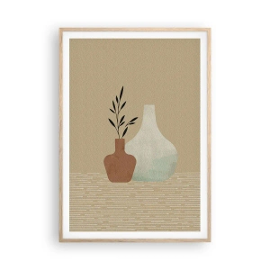 Poster in einem Rahmen aus heller Eiche - Vase und ihre Idee - 70x100 cm