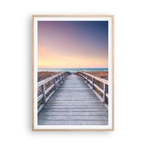 Poster in einem Rahmen aus heller Eiche - Baltische Abend-Aurora - 70x100 cm